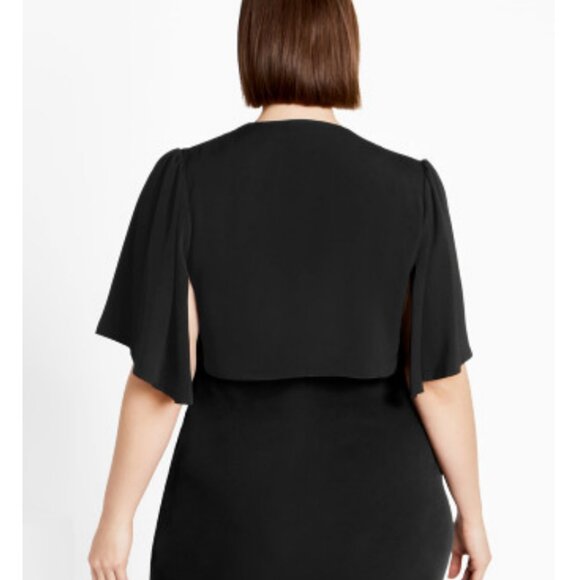 NWT City Chic Splendour Black Cropped Flutter Sleeve Open Front Jacket 24 Plus - Picture 4 of 12